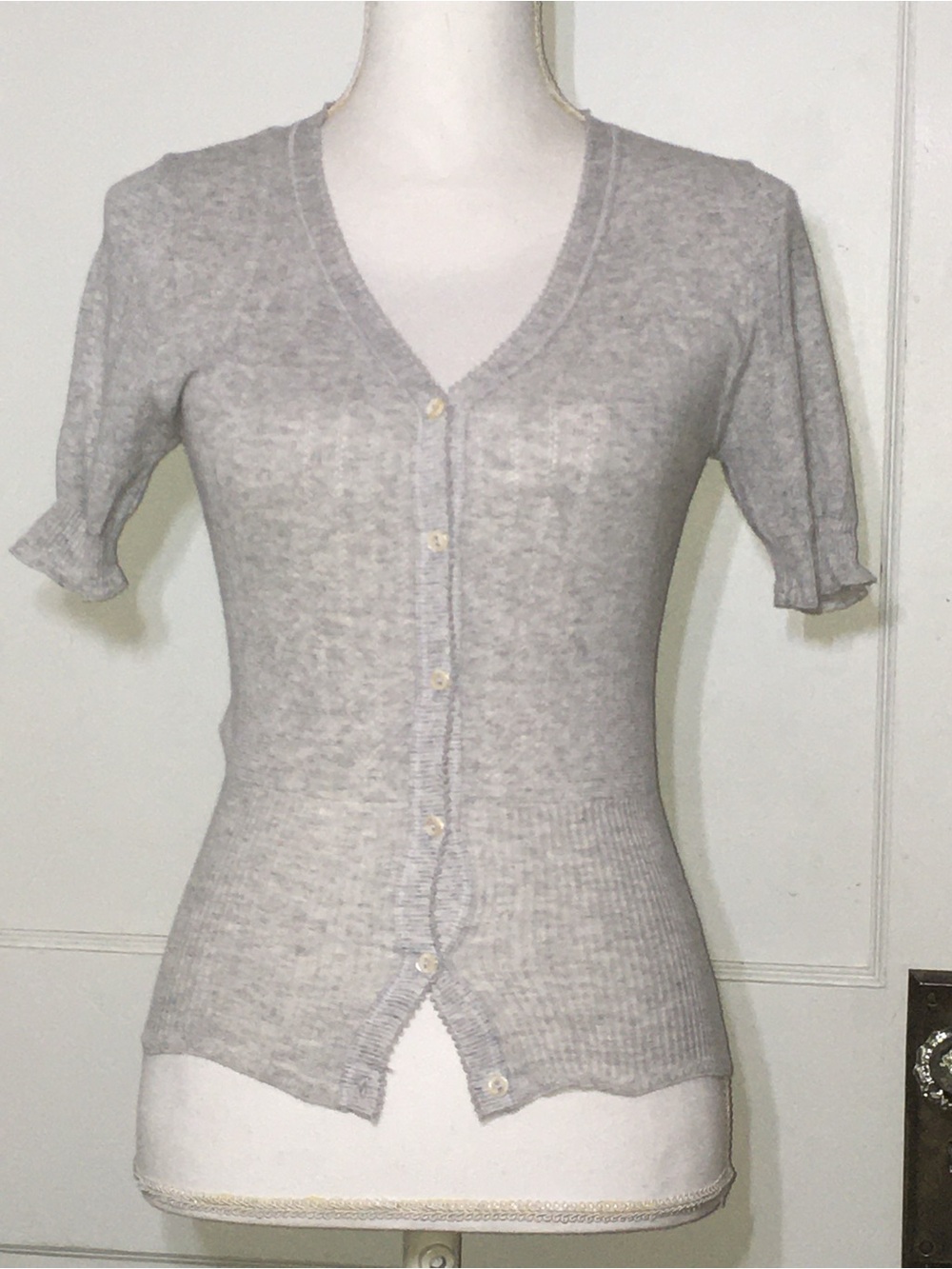 GAP Light Gray Knit Button-Front Top